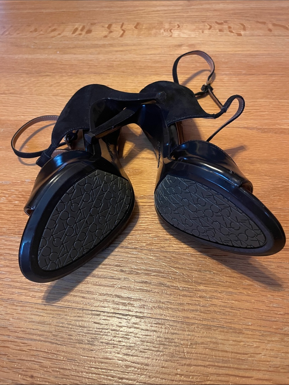 Calvin Klein Black Open-Toe Ankle-Strap Heels - Picture 3 of 5